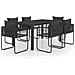 Set Da Pranzo Da Giardino 7 Pz In Rattan Pvc Nero - Foto miniatura 1
