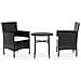 Set Mobili Da Pranzo Per Giardino 3 Pz Polyrattan Nero - Foto miniatura 2