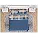 Completo Lenzuola In 100% Cotone Made Italy Disegno Scotland Francese Azzurro - Foto miniatura 1