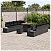 Set di Divani da Giardino 11 Pezzi con Cuscini Rattan Poly Nero Acacia, Divano da Giardino a 2 Posti con Cuscini Rattan Poly Nero, Set da Pranzo da Giardino 3 Pezzi con Cuscini Rattan Poly Nero Acacia - Foto miniatura 3