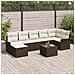 Set divano da giardino 8 pezzi con cuscini in rattan sintetico marrone,  Divano da giardino per 2 persone con storage & cuscini in rattan sintetico marrone - Foto miniatura 2