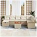 Set Divano Giardino 9 Pezzi con Cuscini Beige Rattan Polimerico - Foto miniatura 3