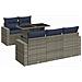 Set Divano da Giardino 6pz con Cuscini Grigio Polyrattan Acacia - Foto miniatura 1