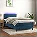 Letto a Molle con Materasso e LED Blu Scuro 90x190cm in Velluto - Foto miniatura 2