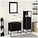 Set di mobile da bagno a 3 pezzi in legno ingegnerizzato effetto rovere nero - Foto miniatura 2