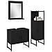 Set di mobile da bagno a 3 pezzi in legno ingegnerizzato effetto rovere nero - Foto miniatura 3