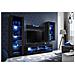 Komodee, Set Di Mobili Porta TV Tivoli Medio RTV, Black /Black, LED Blu, Larghezza 245 cm x Altezza 159 cm x Profondità 35 cm, Per soggiorno, Camera da letto - Foto miniatura 2
