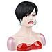 Parrucca Sintetica Nera Da Donna Con Frangia Laterale - Capelli Corti Lisci - Foto miniatura 5