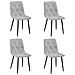 Sedia imbottita TYRA - Elegante tessuto grigio chiaro / Gambe nere x 4 - Foto miniatura 1