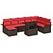 Set Divano da Giardino con cuscino 9 pcs Marrone Poly Rattan - Foto miniatura 1