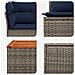 Set di divani 6 pz Grigio e Blu Navy Rattan sintetico e Acciaio - Foto miniatura 7