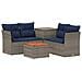 Set di divani 6 pz Grigio e Blu Navy Rattan sintetico e Acciaio - Foto miniatura 1