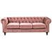 Set Da Salotto A 4 Posti In Velluto Rosa Chesterfield - Foto miniatura 2