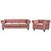 Set Da Salotto A 4 Posti In Velluto Rosa Chesterfield - Foto miniatura 9