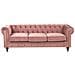 Set Da Salotto A 4 Posti In Velluto Rosa Chesterfield - Foto miniatura 7