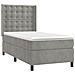 Letto A Molle Materasso E Led Grigio Chiaro 80x200 Cm Velluto - Foto miniatura 4
