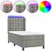 Letto A Molle Materasso E Led Grigio Chiaro 80x200 Cm Velluto - Foto miniatura 1