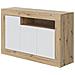 Credenza Thornton, Madia Moderna A 3 Ante, Buffet Da Soggiorno Con Scomparti, Madia Da Salotto, Mobile Porta Tv, 144x42h87 Cm, Rovere Nodi E Bianco - Foto miniatura 2