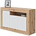 Credenza Thornton, Madia Moderna A 3 Ante, Buffet Da Soggiorno Con Scomparti, Madia Da Salotto, Mobile Porta Tv, 144x42h87 Cm, Rovere Nodi E Bianco - Foto miniatura 4