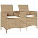 Divano Giardino 2 Posti con Tavolo e Cuscini Beige Polyrattan - Foto miniatura 1