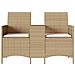 Divano Giardino 2 Posti con Tavolo e Cuscini Beige Polyrattan - Foto miniatura 4