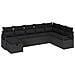 Set di divani da giardino a 8 pezzi con cuscini in polyrattan nero,  Divano da giardino per 2 persone con cuscini in polyrattan nero - Foto miniatura 1