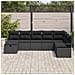 Set di divani da giardino a 8 pezzi con cuscini in polyrattan nero,  Divano da giardino per 2 persone con cuscini in polyrattan nero - Foto miniatura 3