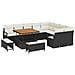 Set di Divano da Giardino  in 12 Pezzi con Cuscini Rattan Sintetico Nero e Acacia, Set di Pranzo da Giardino  in 3 Pezzi con Cuscini Rattan Sintetico Nero e Acacia, Divano da Giardino in 2 Pezzi con Cuscini Rattan Sintetico Nero - Foto miniatura 1
