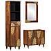 Set di Mobili da Bagno  3 Pezzi Legno Massello di Mango Grezzo, Armadio per Lavabo  62x33x58 cm Legno Massello di Mango, Specchio da Bagno  50x70x3 cm Legno Massello di Mango, Credenza  38x33x160 cm Legno Massello di Mango - Foto miniatura 1