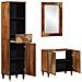 Set di Mobili da Bagno  3 Pezzi Legno Massello di Mango Grezzo, Armadio per Lavabo  62x33x58 cm Legno Massello di Mango, Specchio da Bagno  50x70x3 cm Legno Massello di Mango, Credenza  38x33x160 cm Legno Massello di Mango - Foto miniatura 2
