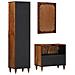Set di Mobili da Bagno  3 Pezzi Legno Massello di Mango Grezzo, Armadio per Lavabo  62x33x58 cm Legno Massello di Mango, Specchio da Bagno  50x70x3 cm Legno Massello di Mango, Credenza  38x33x160 cm Legno Massello di Mango - Foto miniatura 7