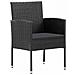 Set da Pranzo per Giardino con cuscino 5 pcs Nero Poly Rattan - Foto miniatura 6