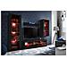 Komodee, Set Di Mobili Porta TV Tivoli Medio RTV, Black /Black, LED RGB, Larghezza 245 cm x Altezza 159 cm x Profondità 35 cm, Per soggiorno, Camera da letto - Foto miniatura 2