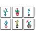 Set Di 6 Stampe Foglie Illustrate Di Cactus, Sei Foglie 20x20 Cornice Nera - Foto miniatura 1