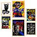 Set Di 6 Stampe Iconico Graffiti Di Basquiat In Stile Pop Art Incorniciato Con Illustrazioni Di Design Per La Casa, Il Negozio E La Pittura A3 & A4 Telaio In Legno Chiaro - Foto miniatura 1
