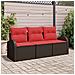 Set Divano da Giardino 3 pcs Marrone e rosso Poly Rattan - Foto miniatura 2