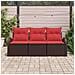 Set Divano da Giardino 3 pcs Marrone e rosso Poly Rattan - Foto miniatura 3