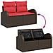 Set Divano da Giardino 3 pcs Marrone e rosso Poly Rattan - Foto miniatura 8