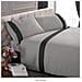 Completo Lenzuola Matrimoniale Cotone Con Balze In Raso Linea Vally Colore Grigio Fascia Nera - Foto miniatura 1