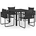 Set Da Pranzo Da Giardino 5 Pz In Rattan Pvc Nero - Foto miniatura 1