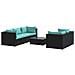Set Salotto Da Giardino 6 Pz Con Cuscini In Polyrattan Nero - Foto miniatura 1