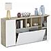 Credenza Paterson, Madia Moderna A 3 Ante, Buffet Da Soggiorno Con Scomparti, Madia Da Salotto, Mobile Porta Tv, 150x41h76 Cm, Bianco E Rovere - Foto miniatura 4