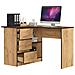 Scrivania ad angolo B16 sinistro, 3 cassetti, 124x85x77 cm, Colore Quercia Craft - Foto miniatura 2