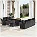 Set Divano da Giardino 10 Pezzi con Cuscini Nero Polyrattan Acacia, Divano da Giardino 2 Posti con Cuscini Nero Polyrattan, Set da Pranzo da Giardino 3 Pezzi con Cuscini Nero Polyrattan Acacia - Foto miniatura 2
