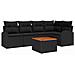 Set Divano da Giardino da 6 Pezzi con Cuscini Nero Polyrattan Acacia - Foto miniatura 1