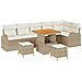 Set Divano Giardino 9 Pezzi con Cuscini Beige Rattan Sintetico Acacia, Divano Giardino 2 Posti con Cuscini Beige Rattan Sintetico, Set da Pranzo Giardino 3 Pezzi con Cuscini Beige Rattan Sintetico Acacia - Foto miniatura 1
