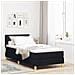 Letto con Rete a Molle e Materasso Nero 90x200 cm Tessuto - Foto miniatura 2