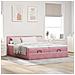 Struttura Letto Pouf con Materassi Rosa 200x200 cm Velluto - Foto miniatura 3