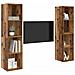 Mobile TV 2 pcs Marrone 37 x 37 x 142.5 cm Legno multistrato - Foto miniatura 3