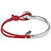 Bracciale Unico In Pelle Rosso-argento E Argento - Foto miniatura 3